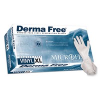 Microflex Medical Corporation DF850-XL Microflex X-Large Clear 9.5" Derma Free 4.3 mil Vinyl Ambidextrous Non-Sterile Powder-Fre